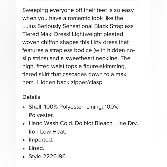 LULUS SERIOUSLY SENSATIONAL BLACK STRAPLESS MAXI DRESS NWT - Picture 15 of 15